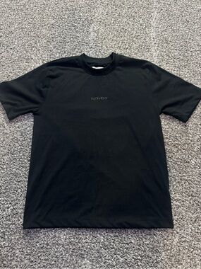 Black Short-Sleeve Crewneck Tee with Subtle Center Script